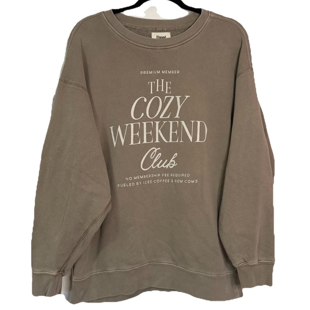 Elwood Sweatshirt Brown Crewneck Pullover Organic Cotton Cozy Weekend Club Med